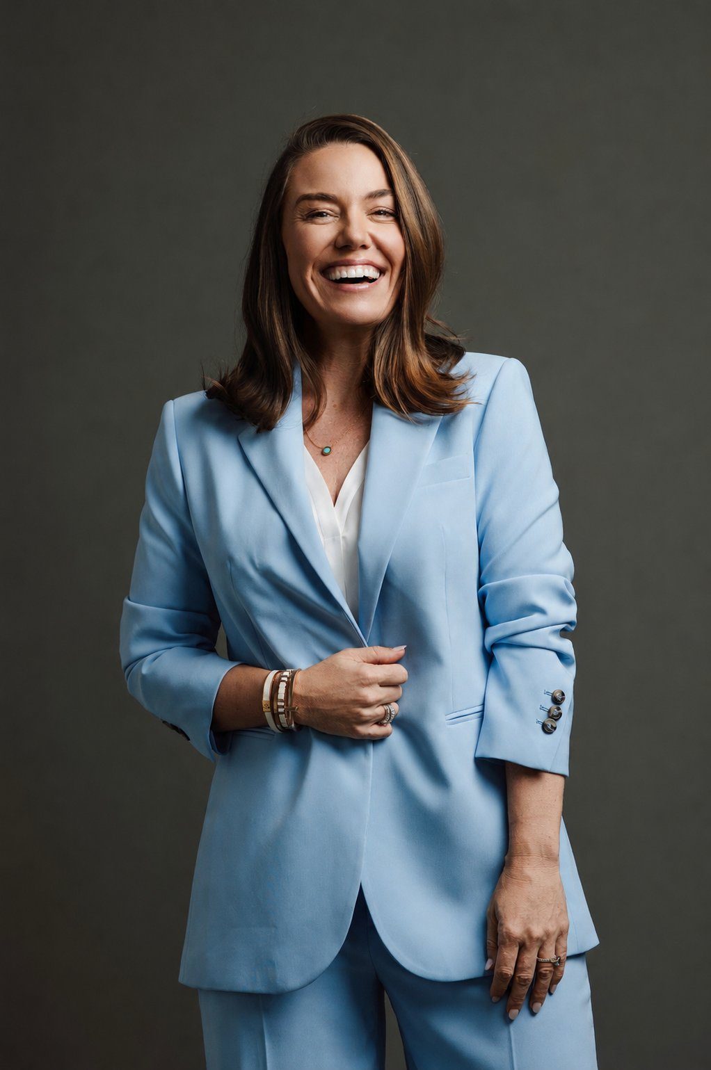 Portrait of Tina Tower in a light blue suit
